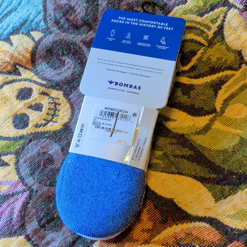 Bombas 3 pack Men's Cushioned No Show Socks - Gray and White - Picture 2 of 7